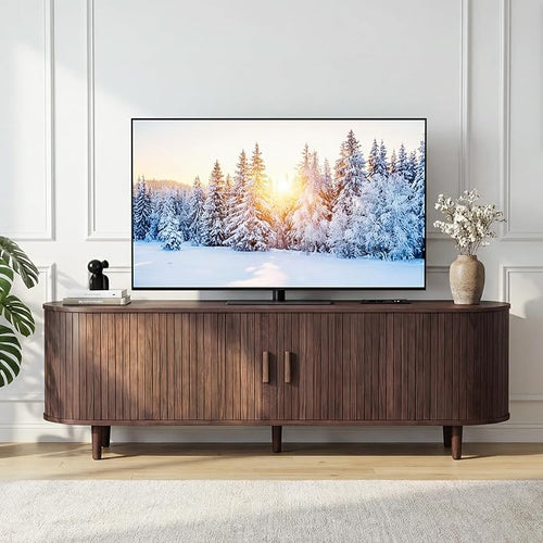 65" Mid Century Modern TV Stand, Wood TV Consoles - Image 2