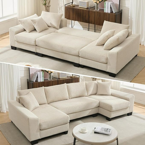 114" Sectional Couches with Pull Out Bed by LITVZ