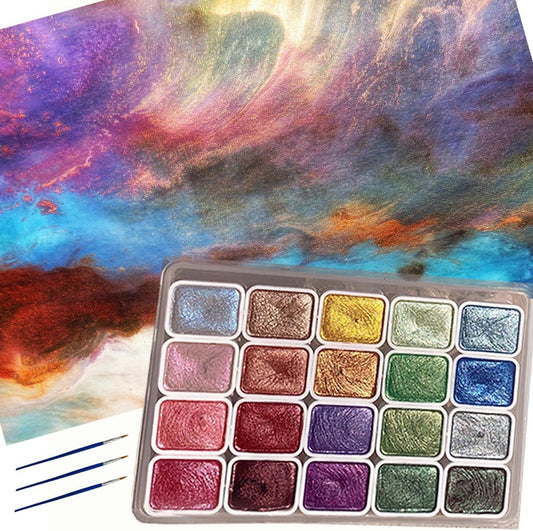 Watercolor Paint Set - Multiple Color Options with Pearlescent Effect, Portable Design, Easy to Mix, Environmental Protection Material, Widely Applicable for Kids and Art Enthusiasts, Perfect for Water Color Paint Sets