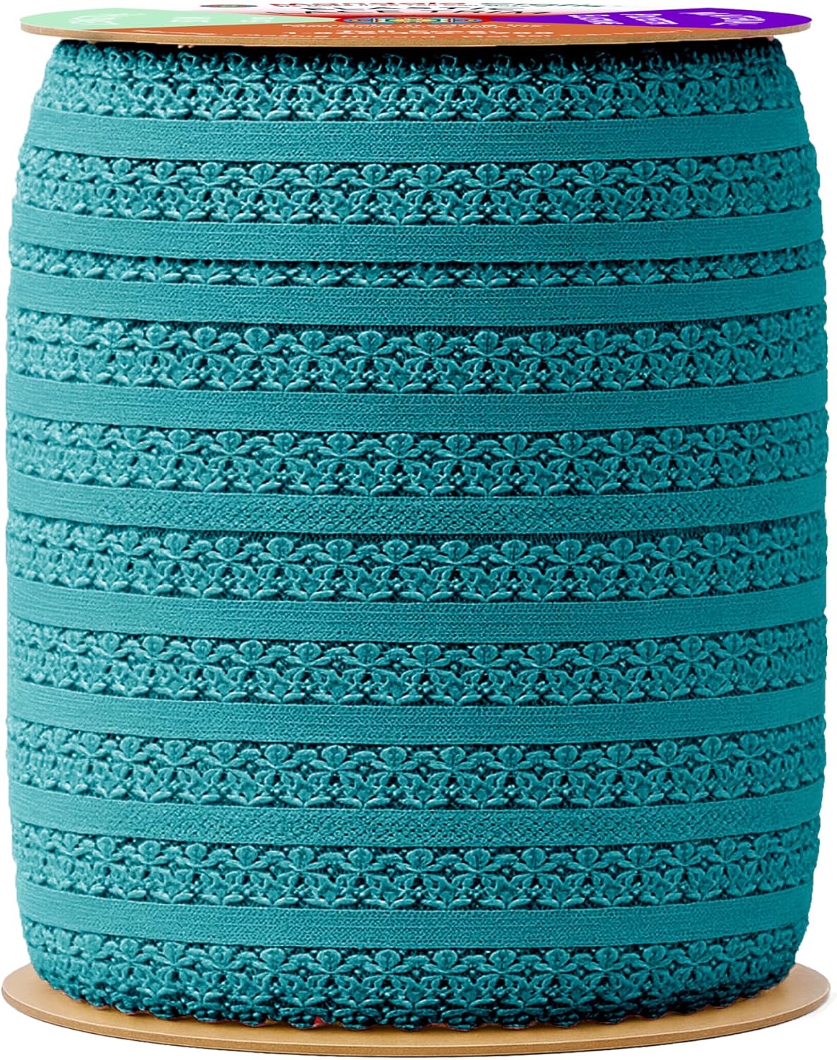 Mandala Crafts Teal Stretch Lace Soft Elastic Trim Roll - 55 Yards 1 Inch Wide Stretchy Frilly Picot Ribbon for Sewing Lingerie, Headbands, Underwear, and Crafts
