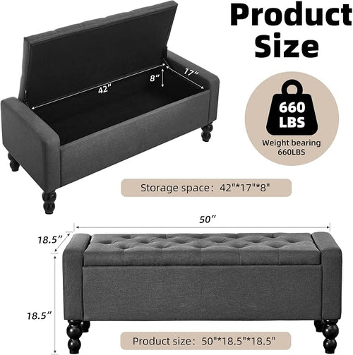 50" W Storage Ottoman Bench - Image 2