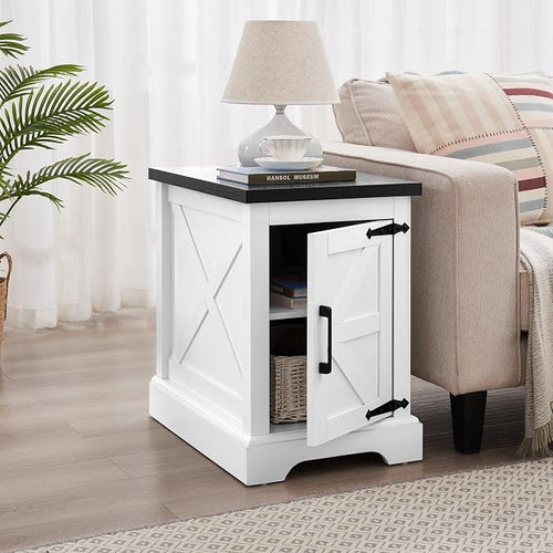 24" H Farmhouse End Table, Rustic Wood Sofa Side Table by CKEASEANFurniture