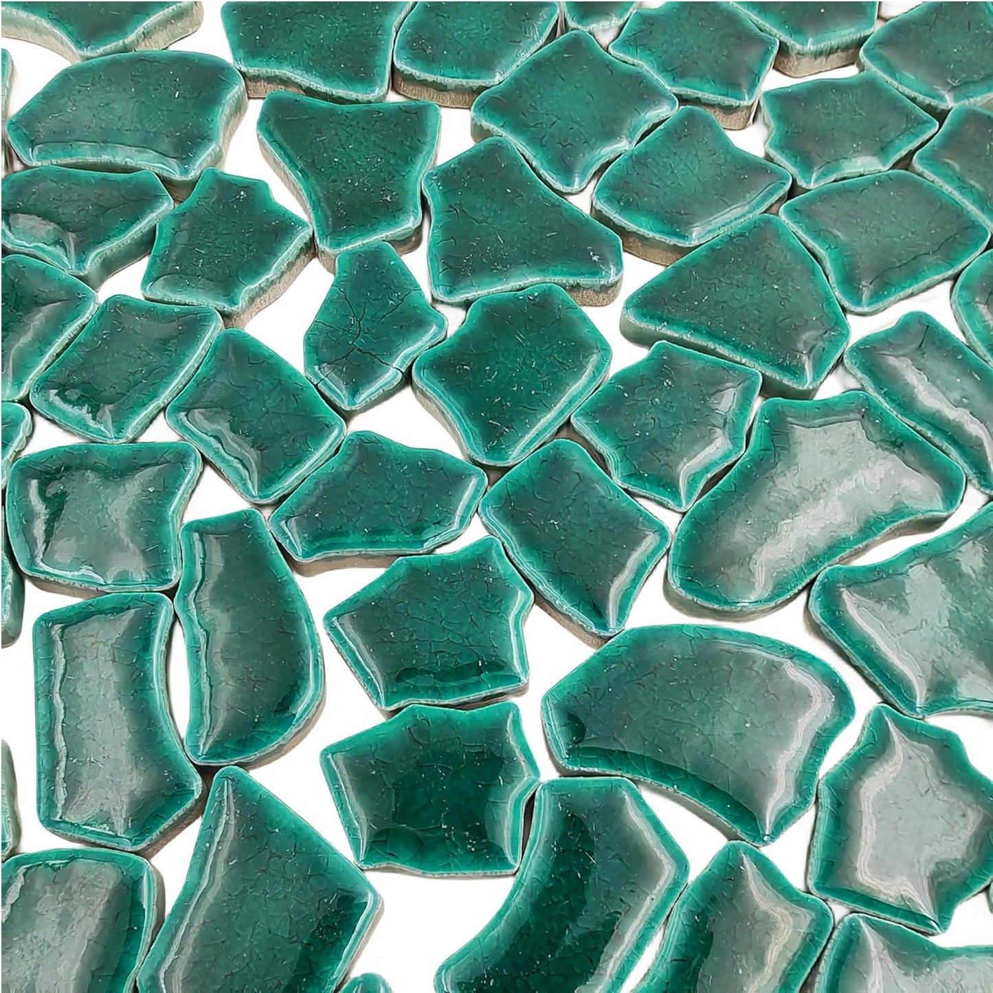 0.78"-1.57" Irregular Ceramics Mosaic Tiles,1.1LB Mosaic Pieces Stones for Home Decoration DIY Craft Plates Flowerpots Vases Cups Mosaic Making Supplies (Cracked Ice Green)