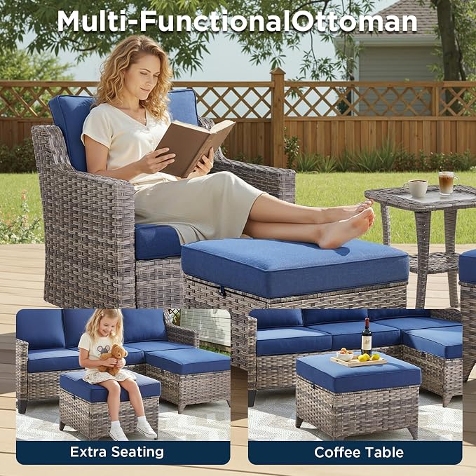 Patio Furniture Set with 42.5" Fire Pit Table-6 Pieces All Weather Wicker - Image 5