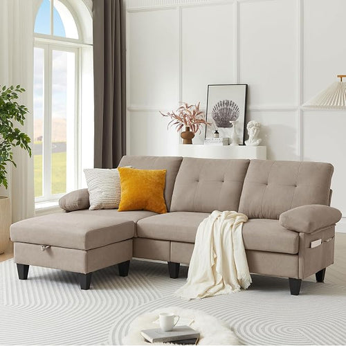 84" Convertible Sectional Sofa, Deep 3-Seat L Shaped Sectional Couch by PingLiangHome