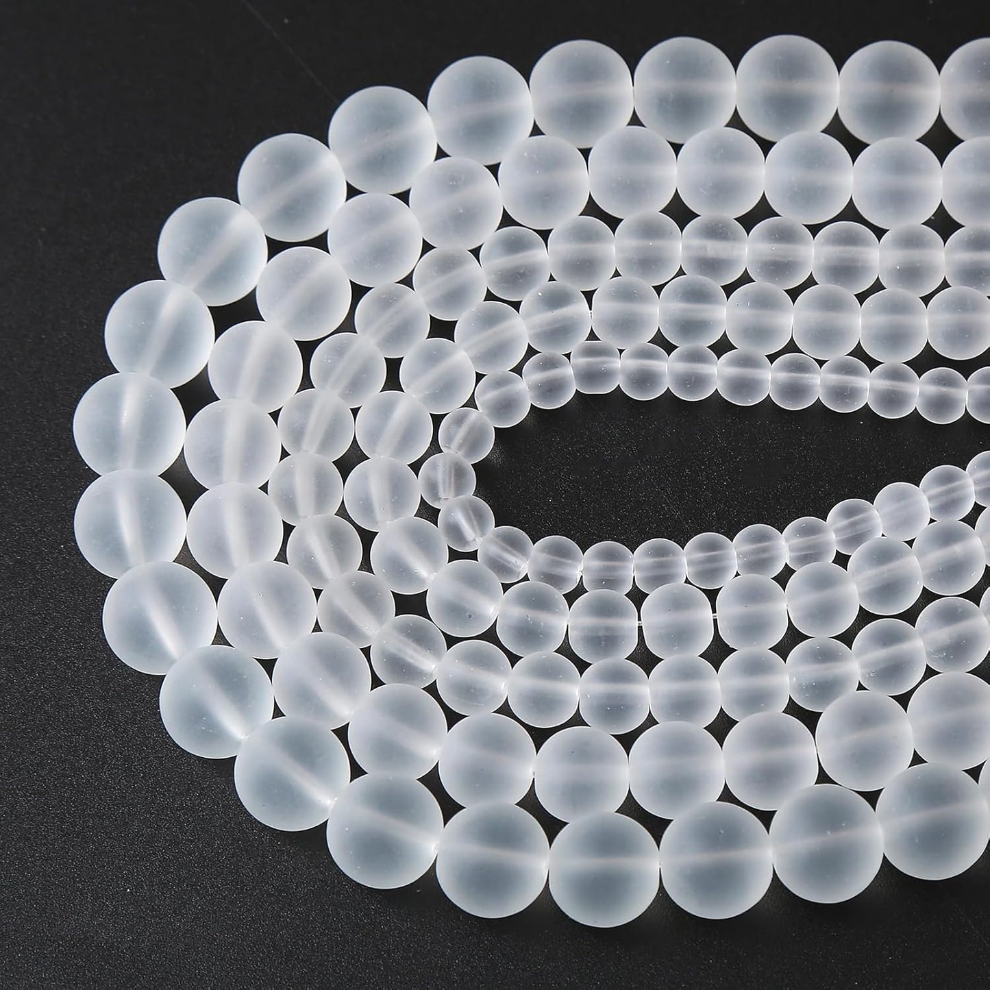 90pcs 4mm Frost White Crystal Glass Beads for Jewelry Making Round Loose Beads DIY Bracelets Necklaces Crystal Energy Healing Stone Beads 15"(4mm, Frost White Glass)