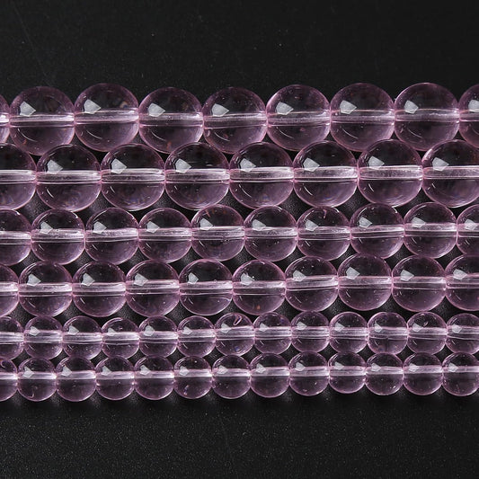 4mm 90pcs Smooth Rose Pink Glass Beads Quartz Crystal Round Loose Beads for Jewelry Making DIY Bracelet Necklace