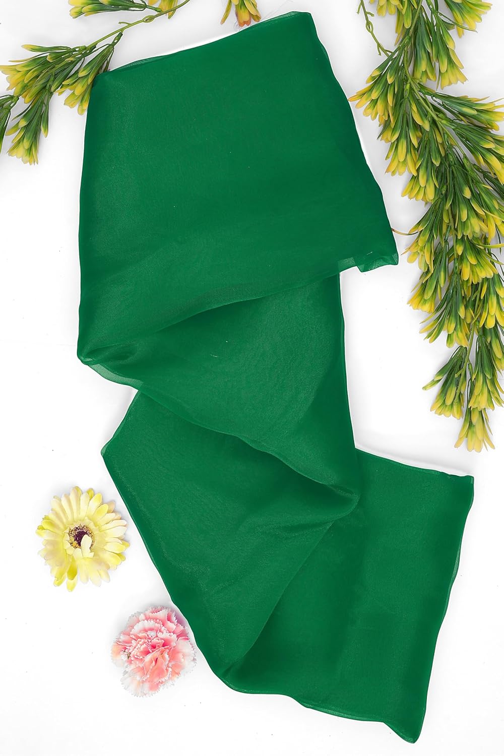 Organza Fabric 10 Yard Bridal Solid Sheer Bolt for Home Décor, Table Décor, Bridal, Fashion, Crafts, Decorations Silky Shiny Organza 44" - (10 Yard, Green)