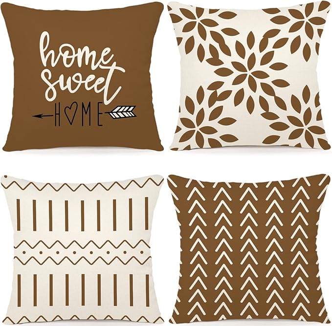 YCOLL Pillow Covers 18x18 Set of 4, Modern Sofa Throw Pillow Cover, Decorative by PillowCoversExpert