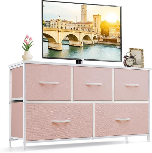 5-Drawer Dresser for Bedroom, Anti-Tip Wide Storage Organizer Fabric Chest of by SageNest