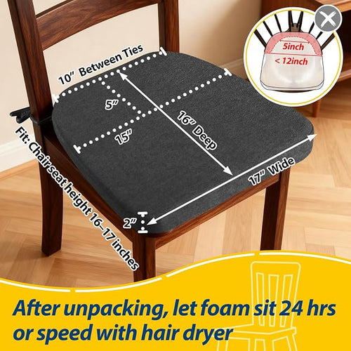 AAAAAcessories D-Shaped Chair Cushions, Machine-Washable Cover, Dark Grey - Image 2