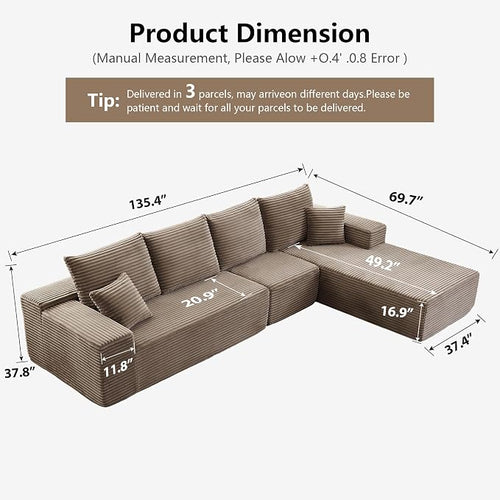 135" Cloud Sectional Couch - Image 2