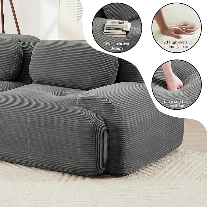 Boneless Sectional Couch, No Assembly Required, 152.7” L Shaped Modular Cloud - Image 7