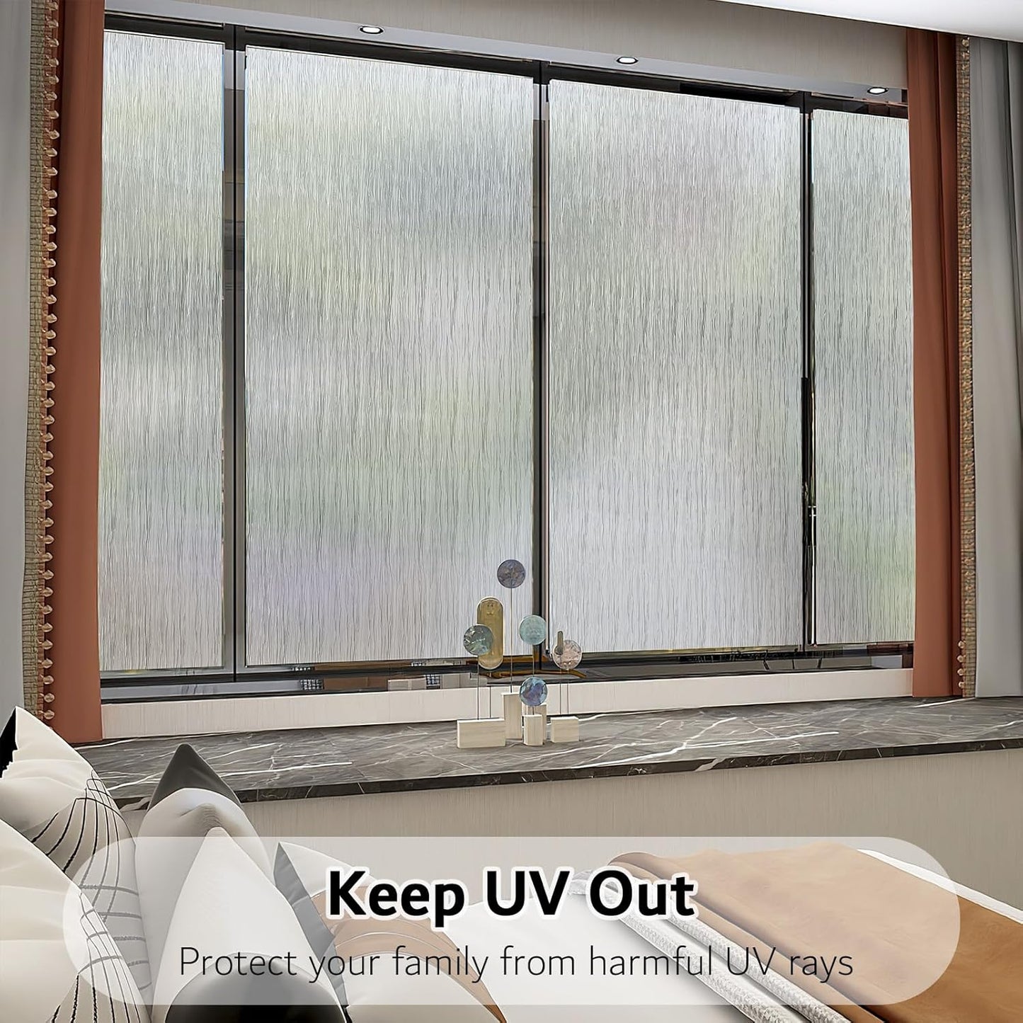 VELIMAX Frosted Window Privacy Film Non Adhesive Window Cling Removable Glass Covering Clear Water Opaque Window Film for Home Anti UV 35.4x78.7 inches