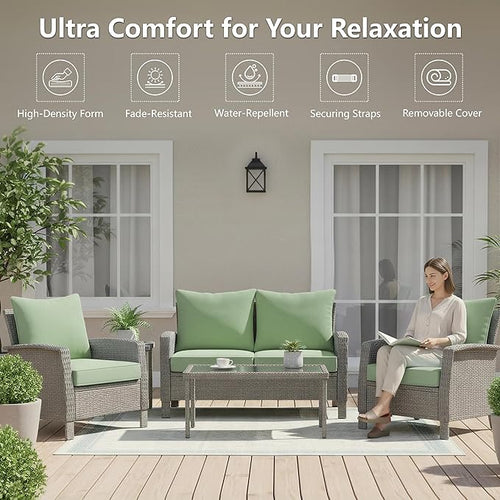 22x22 Inch Patio Chair Cushions Set of 4, Outdoor Furniture Cushions - Image 2