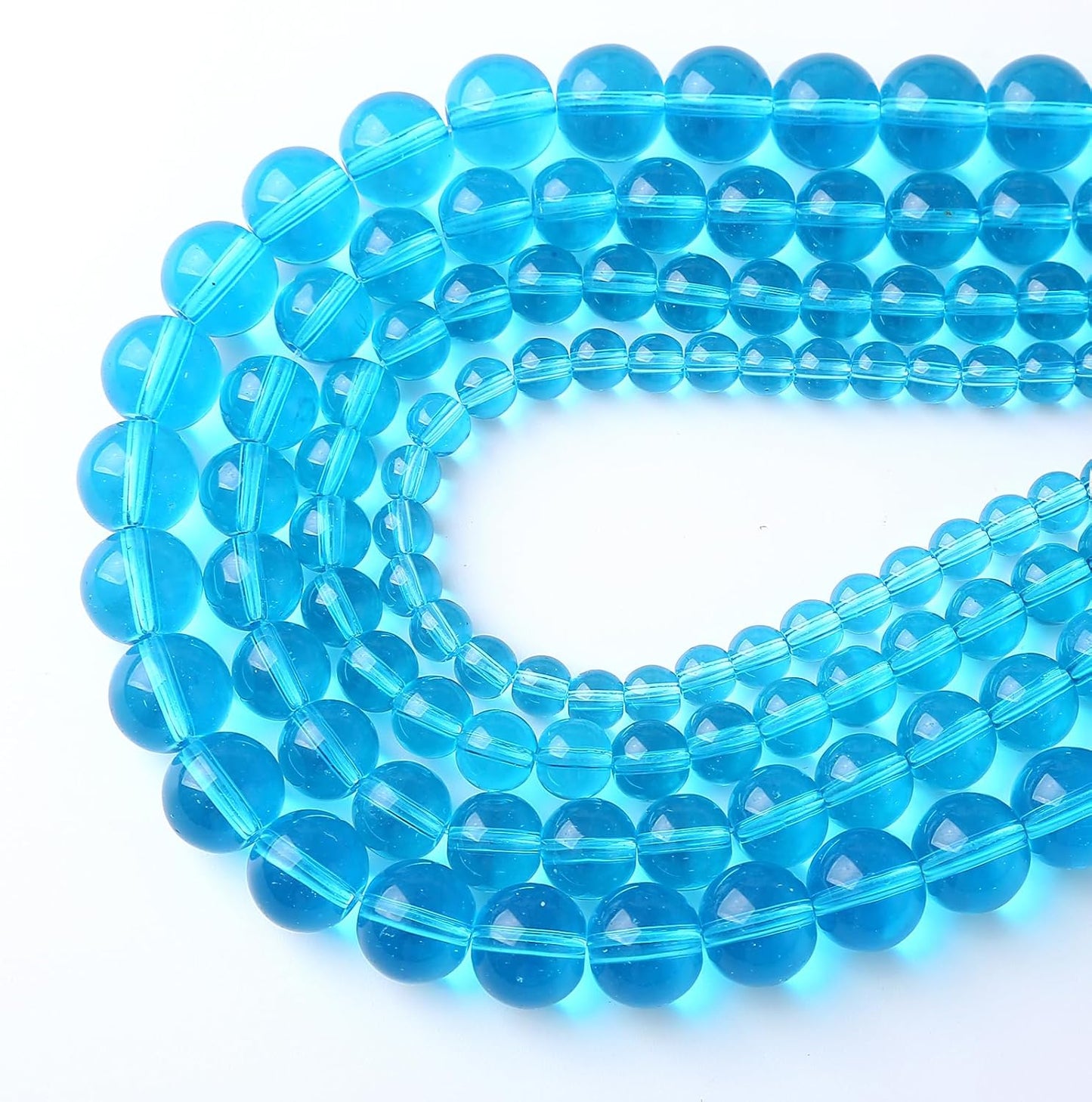 60pcs 6mm Topaz Blue Crystal Glass Beads Round Loose Spacer for Jewelry Making DIY Bracelet Necklace Healing Power Stone (Blue Crystal Glass, 6mm)