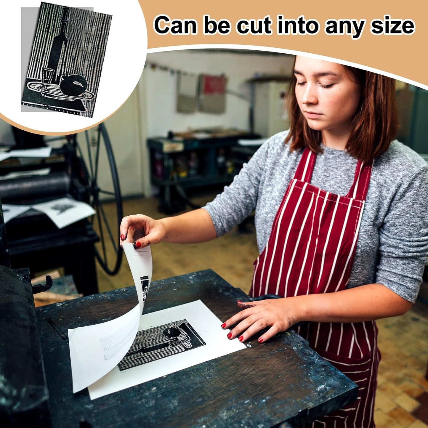 Yeaqee 4 Pcs Linoleum Block Rubber Carving Block Soft Linocut Blocks Large Linoleum Sheet Unmounted Lino Plates for Engraving Art Project Printmaking Artist Studio Supplies (8 x 10 Inch,Gray)