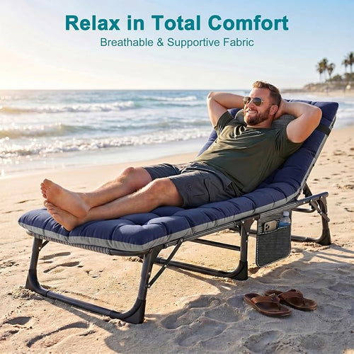 ABORON 2PK Heavy Duty Tanning Chair, 5-Gear Outdoor Folding Chaise Lounge Chair - Image 2