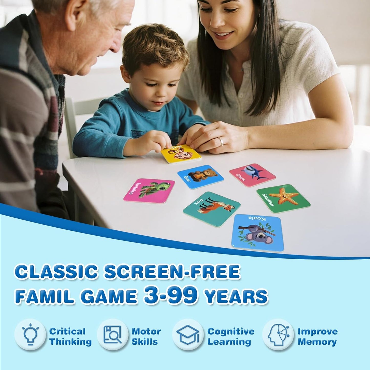 72 PCS Animals Memory Matching Game for Kids, Animal Theme Board Game for Toddlers, Memory Cards Concentration Game for Ages 3 and Up