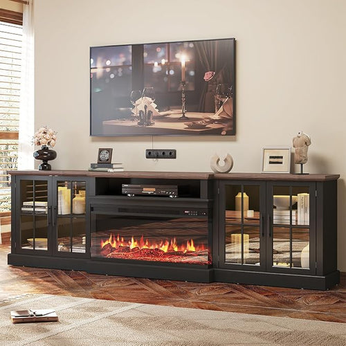 98" Farmhouse TV Stand with 36" Fireplace by Nordivale