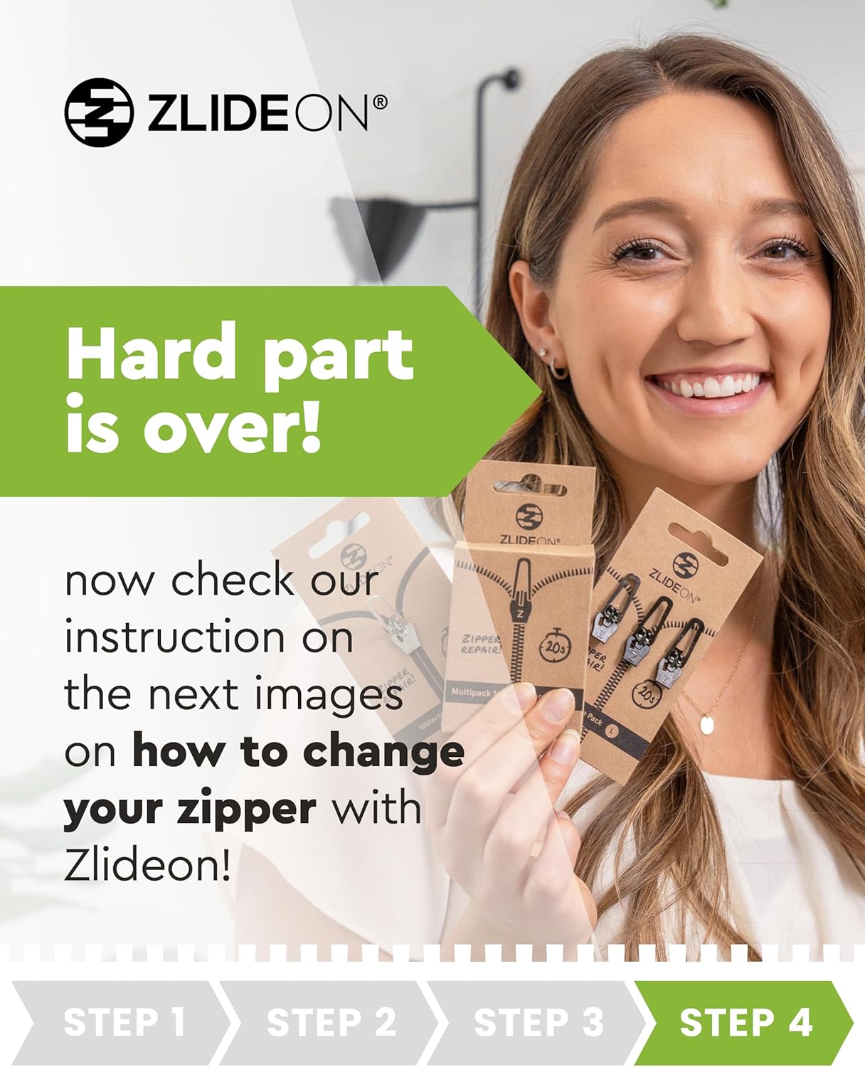 ZlideOn Zipper Pull Replacement - 1pcs, Silver, Narrow (L) - Instant Zipper Replacement Slider