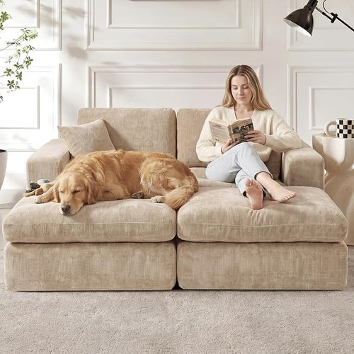 80.7" Oversized Double Chaise Lounge Chair Indoor, Cloud Boneless Sleeper Sofa - Image 2