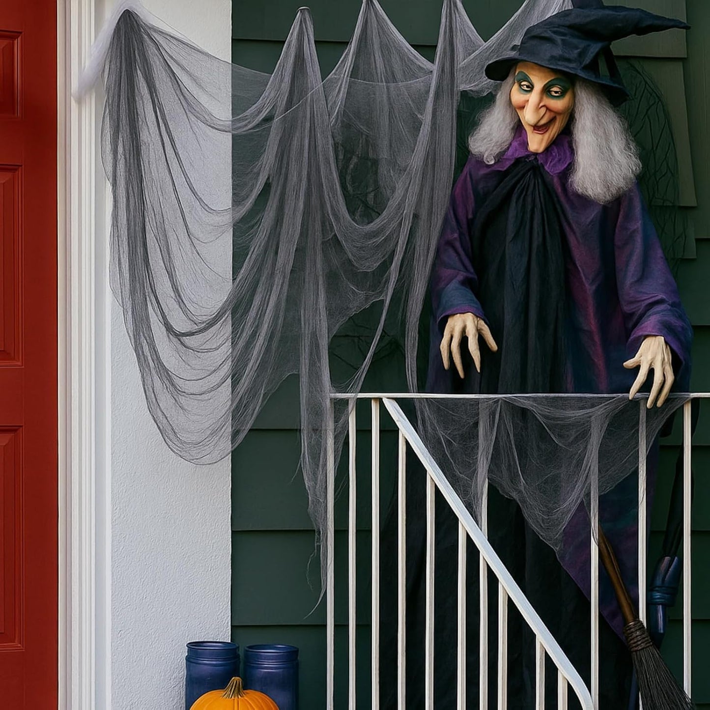 Boao Halloween Cheese cloth 85 x 197 Inch Gray Cheesecloth Roll for Crafts Large Cotton Muslin Gauze Fabric for Halloween Outdoor & Indoor Spooky Decoration