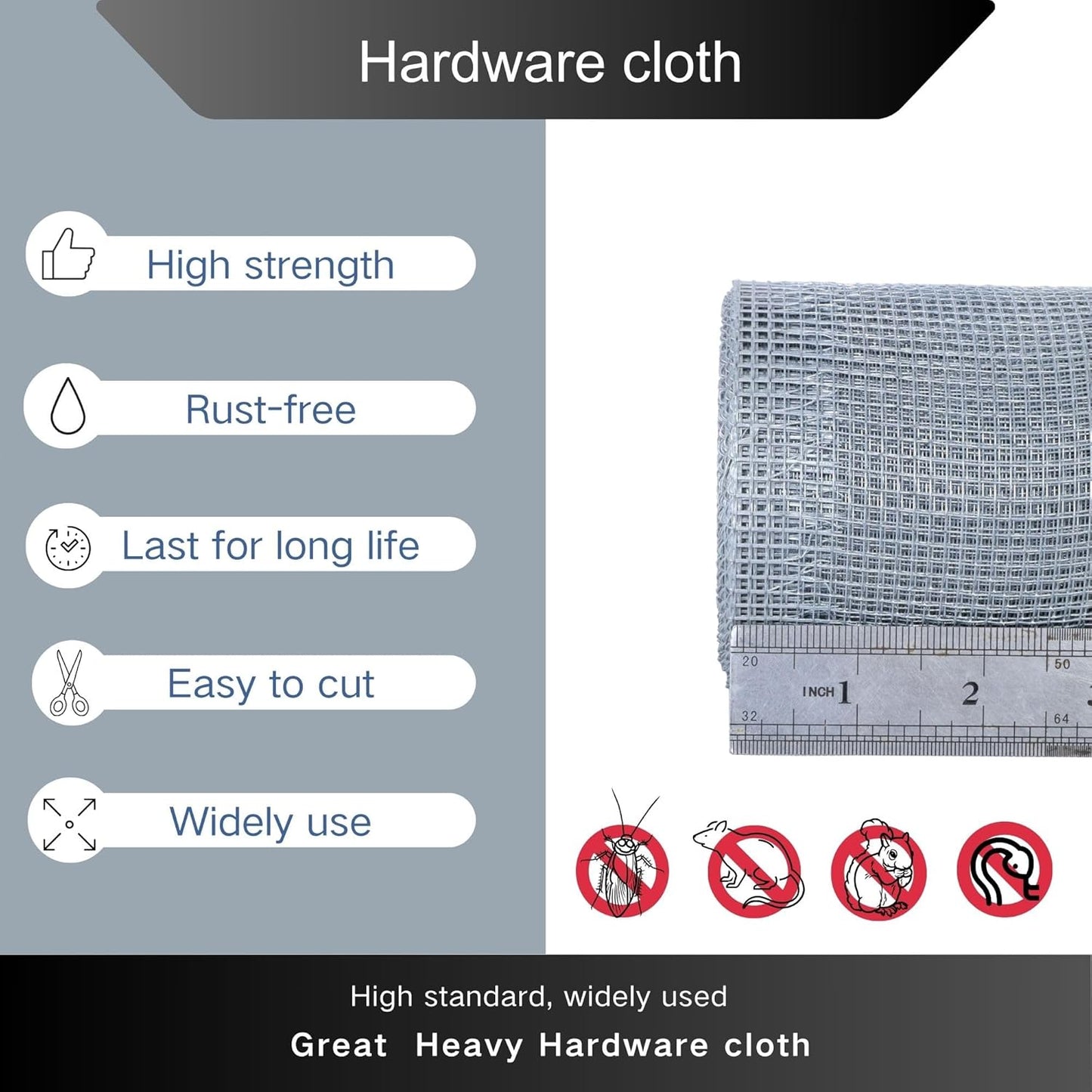 1/8 inch Galvanized Hardware Cloth Wire Mesh Screen Roll (16in x 10ft)