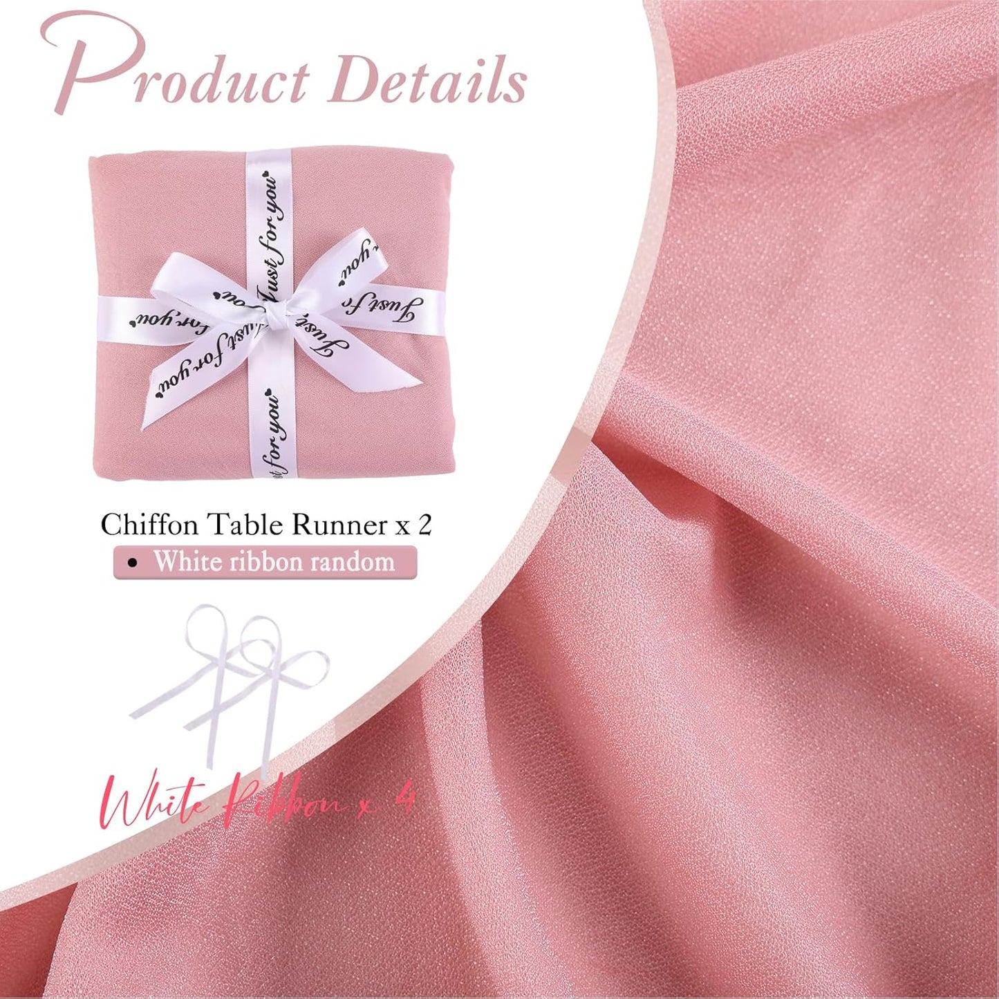 2 Packs 10ft Dusty Rose Chiffon Table Runner 30 x 120 Inches Sheer Romantic Table Runner for Boho Wedding Birthday Party Bridal Baby Shower Decoration