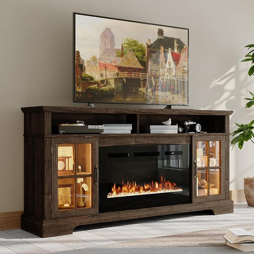 70" Farmhouse TV Stand with 36" Fireplace by Nordivale