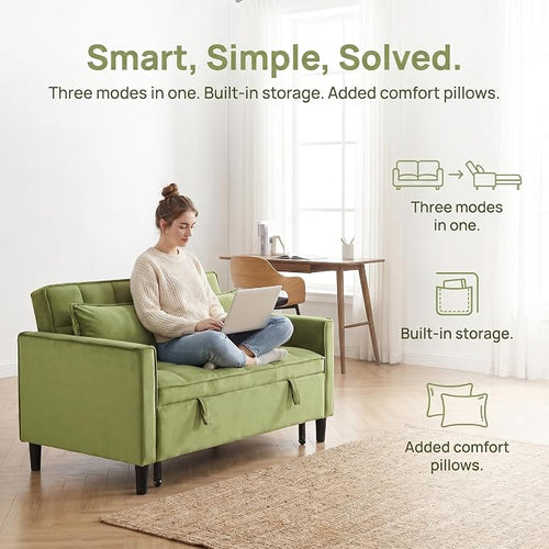3 in 1 Convertible Sofa Bed, Loveseat Sleeper Sofa - Image 2