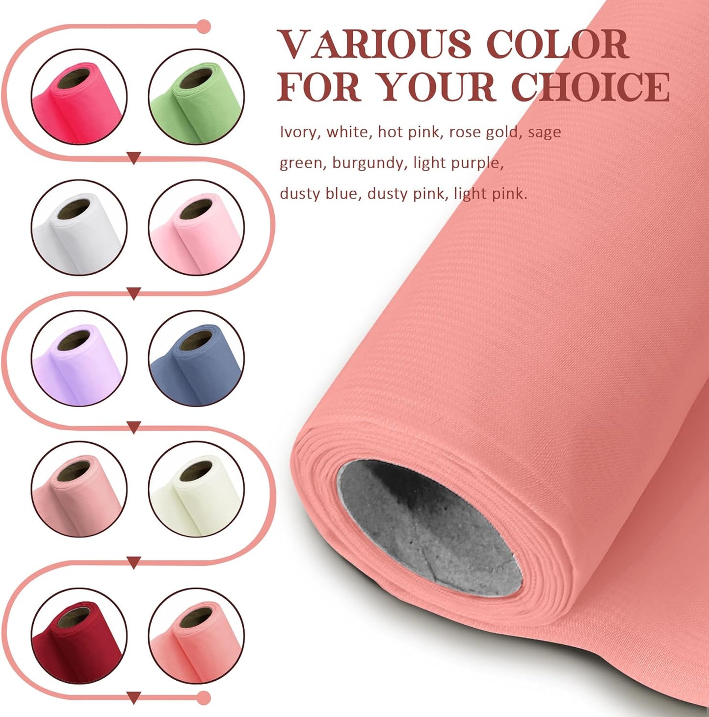 Horbaunal Rose Gold Chiffon Fabric by The Yard, 1 Yard Continuous Sheer Fabric 59" Wide Soft Draping Fabric for Wedding Arch Draping Party Backdrop DIY Sewing