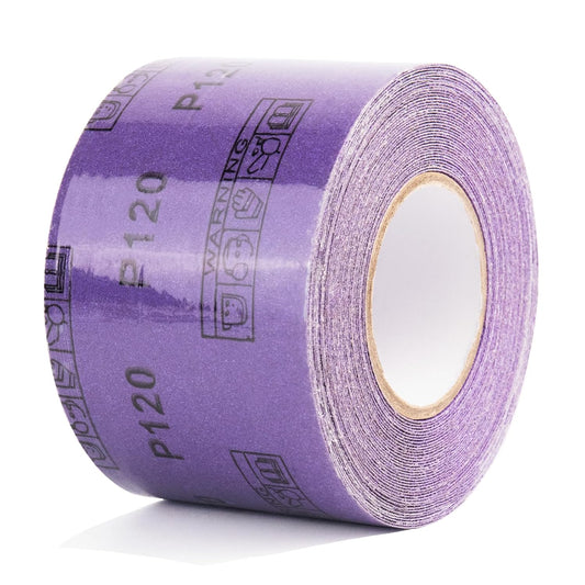 80 Grit PSA Purple Film Ceramic Sandpaper Roll, 2-3/4" Wide Continuous 10 Yard Longboard Sanding Roll Wet Dry Sanding Blocks Self Adhesive Sticky Back Sanding Sheets for Woodworking Automotive