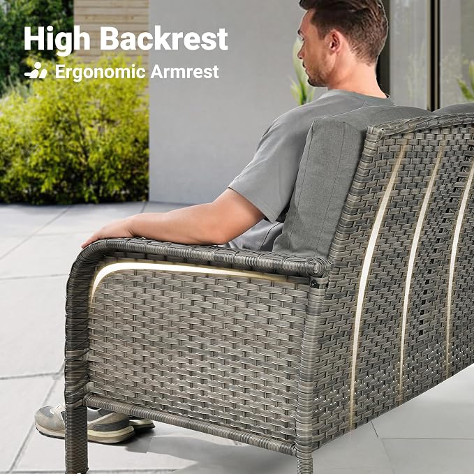 ovios 5-Piece Patio Furniture Set, Outdoor Wicker Sofa - Image 3