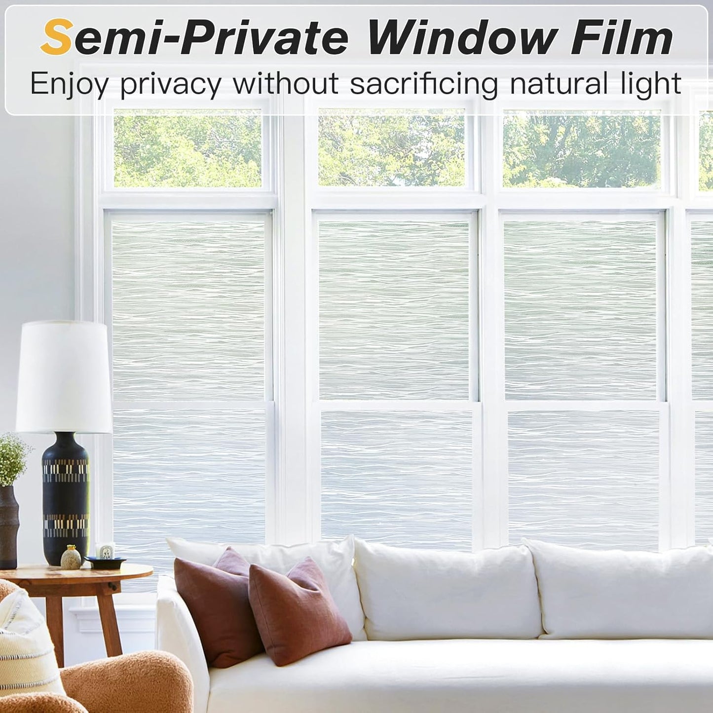 Haton Window Privacy Film, Frosted Glass Privacy Window Clings, Sun Blocking Frosting Opaque Coverings, Static Cling Removable Decorative Stickers for Home Door, Non-Adhesive 35.4" x 78.7"