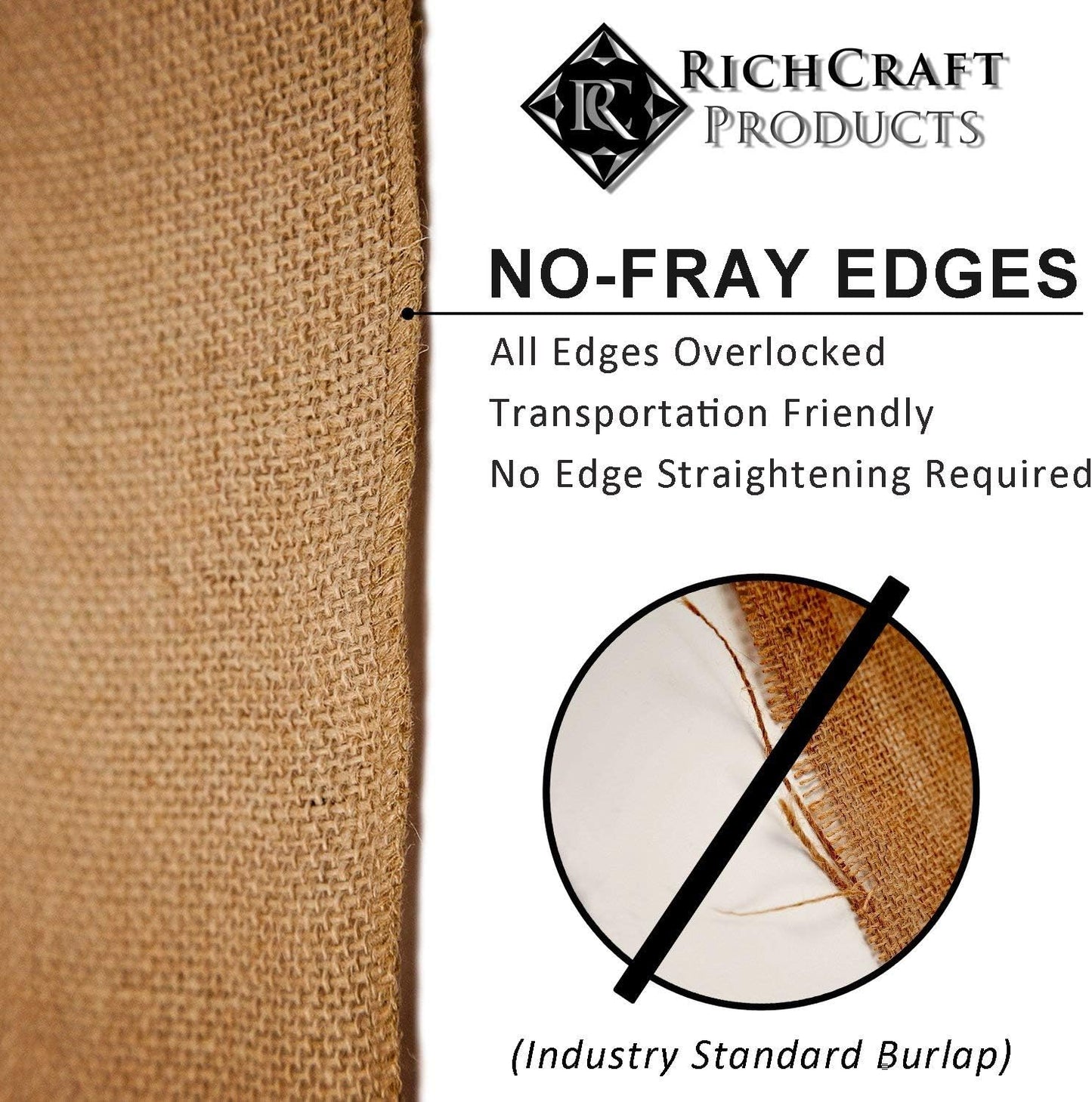 12" x 10yd NO-FRAY Burlap Roll ~ 3 - 5 Table Runners ~ Natural Long Fabric with Finished Edges. Perfect for Weddings, Placemats, Crafts. Decorate Without The Mess!