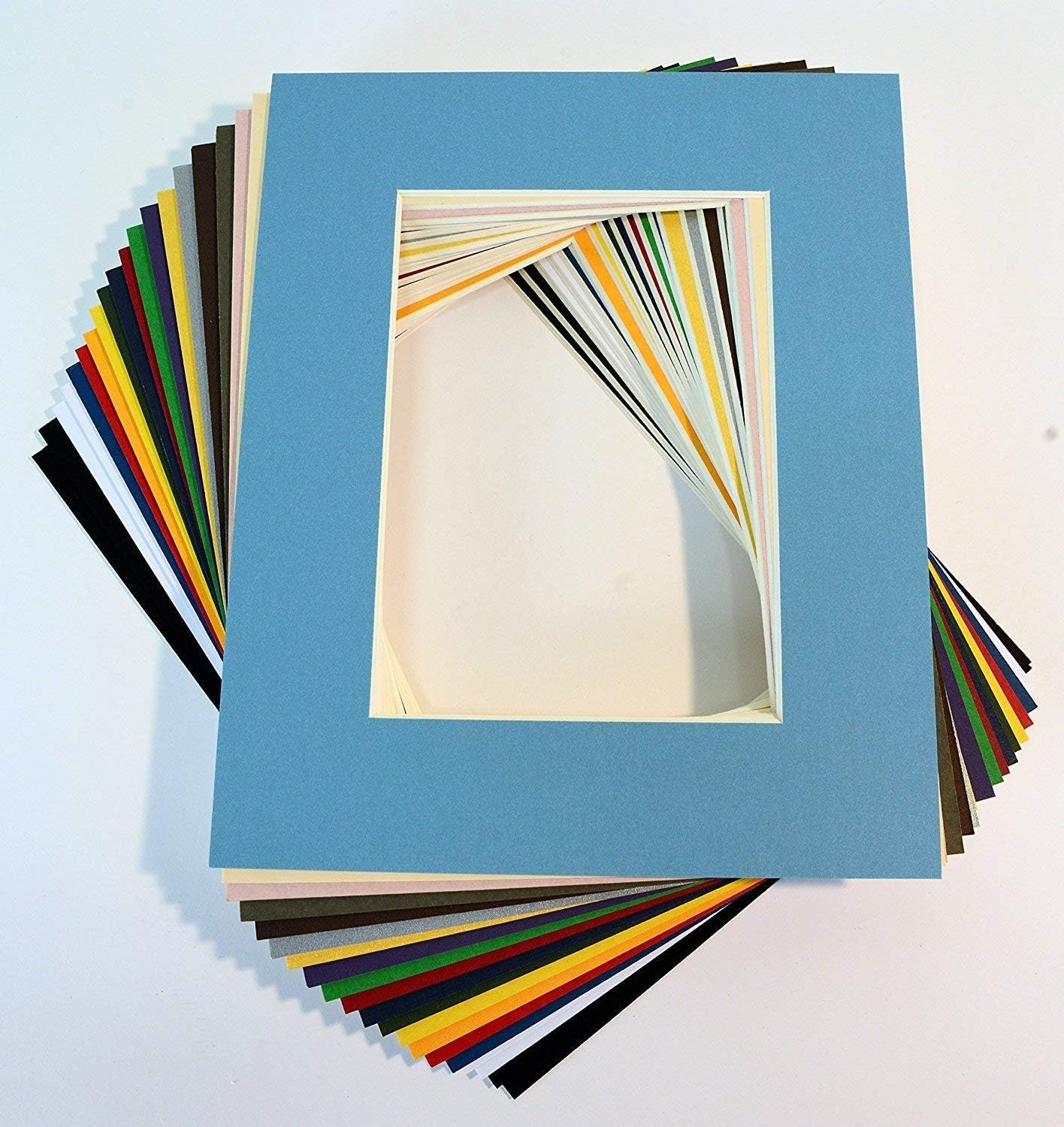 topseller100, Pack of 20 Mixed Colors 8x10 Picture Mats Matting with White Core Bevel Cut for 5x7 Pictures