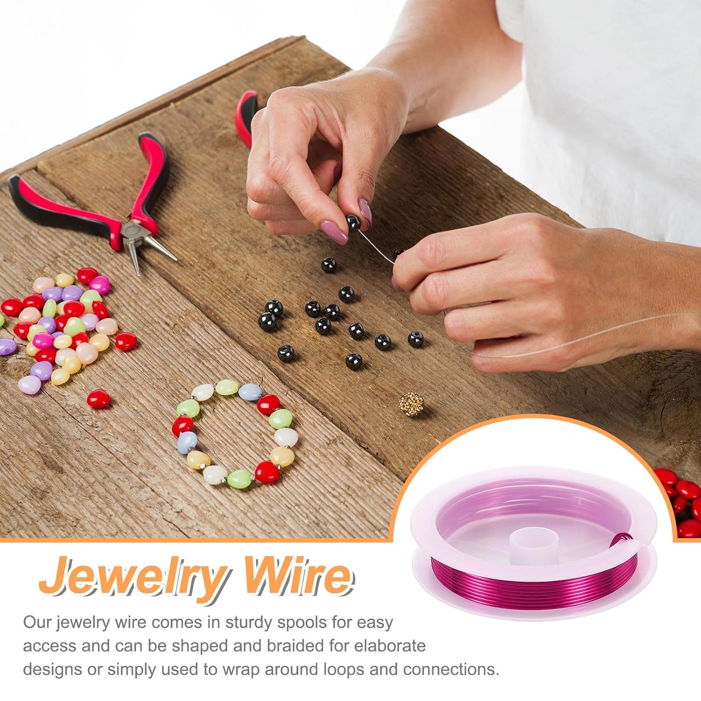 HARFINGTON 5ft Jewelry Wire, 18 Gauge (1mm) Brass Craft Soft Metal Tarnish Resistant Copper Beading Wire for Jewelry Making Supplies Crafting, Rose Red