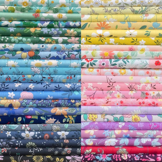 HANPATQUI 50PCS 12 x 12 inch Floral 100% Cotton Fat Quarters Fabric for Sewing and Quilting Bundles Precut Fabric Square for DIY Craft Patchwork