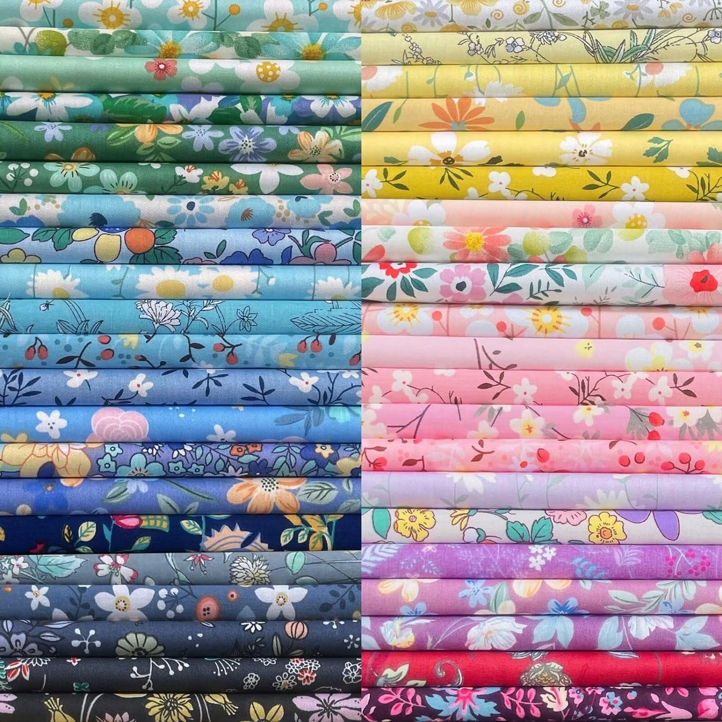 HANPATQUI 50PCS 8 x 8 inch Floral 100% Cotton Fat Quarters Fabric for Sewing and Quilting Bundles Precut Fabric Square for DIY Craft Patchwork…