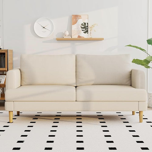 70" Modern Loveseat Sofa with USB Type-C Ports, Linen Fabric 2-Seater Deep Seat by LivingGiving