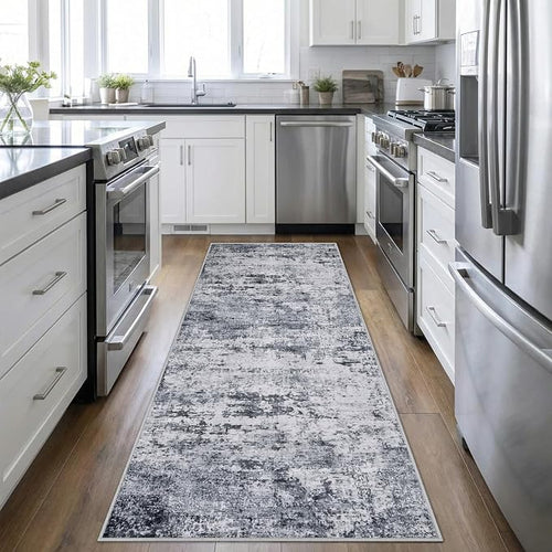 2.6'x8' Runner Rug Washable Rug;Modern Abstract Soft Thin Runner Rug Grey by FXRHLP