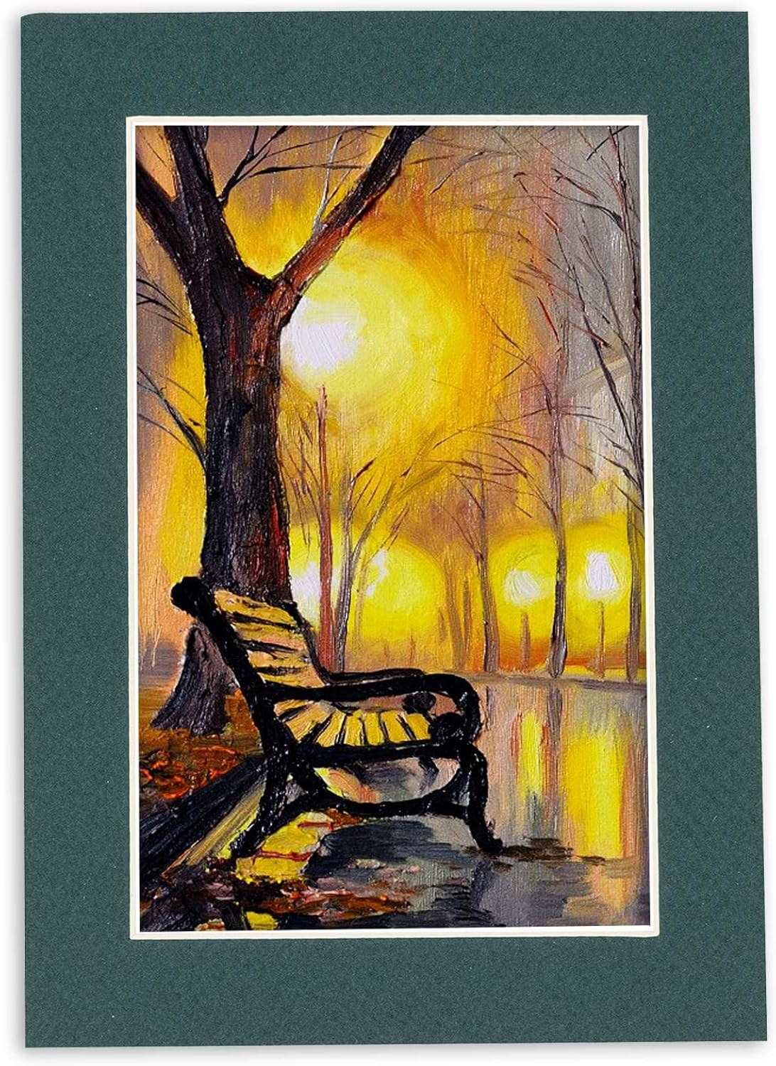 8.5x11 Mat Bevel Cut for 7x9 Photos - Acid Free Forest Green Precut Matboard With Backing Board and Crystal Clear, Self Seal Photo Mat Bag - For Pictures, Photos, Framing - 4-ply Thickness