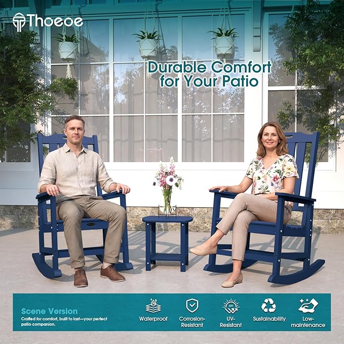 THOEOE Oversized Rocking Chair Set of 4, Outdoor Rocking Chair - Image 2