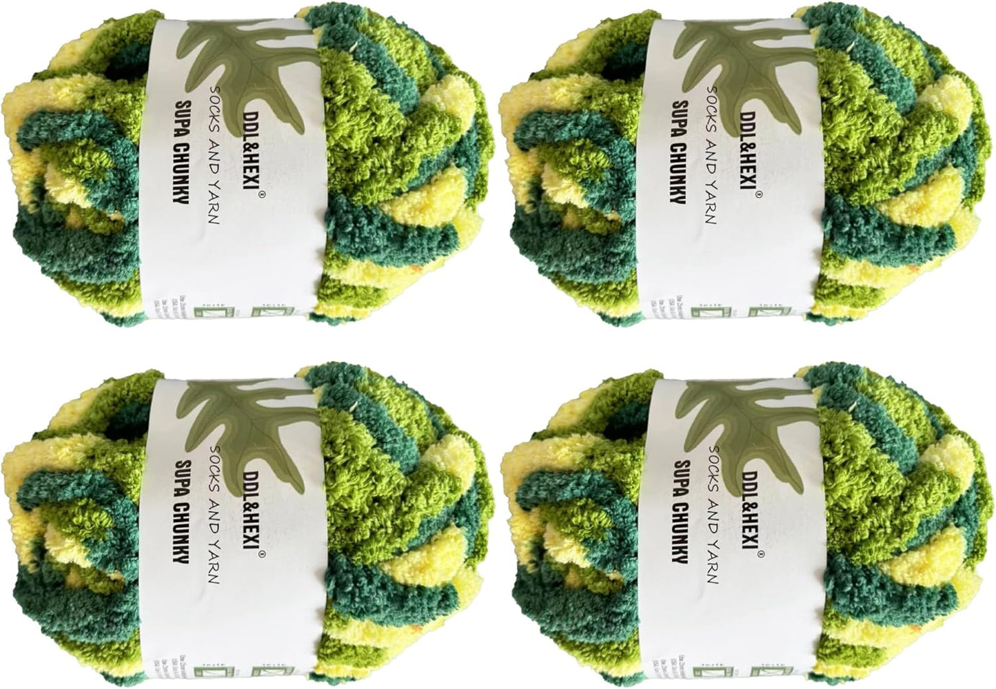 DDL&HEXI 4 Pack Super Chenille Chunky Yarn for Hand Knit, Blanket Making Kit, Jumbo Knitting, 4x8oz (226g) per Bag, Soft Polyester for Crochet, Knitting, and DIY Projects (215)