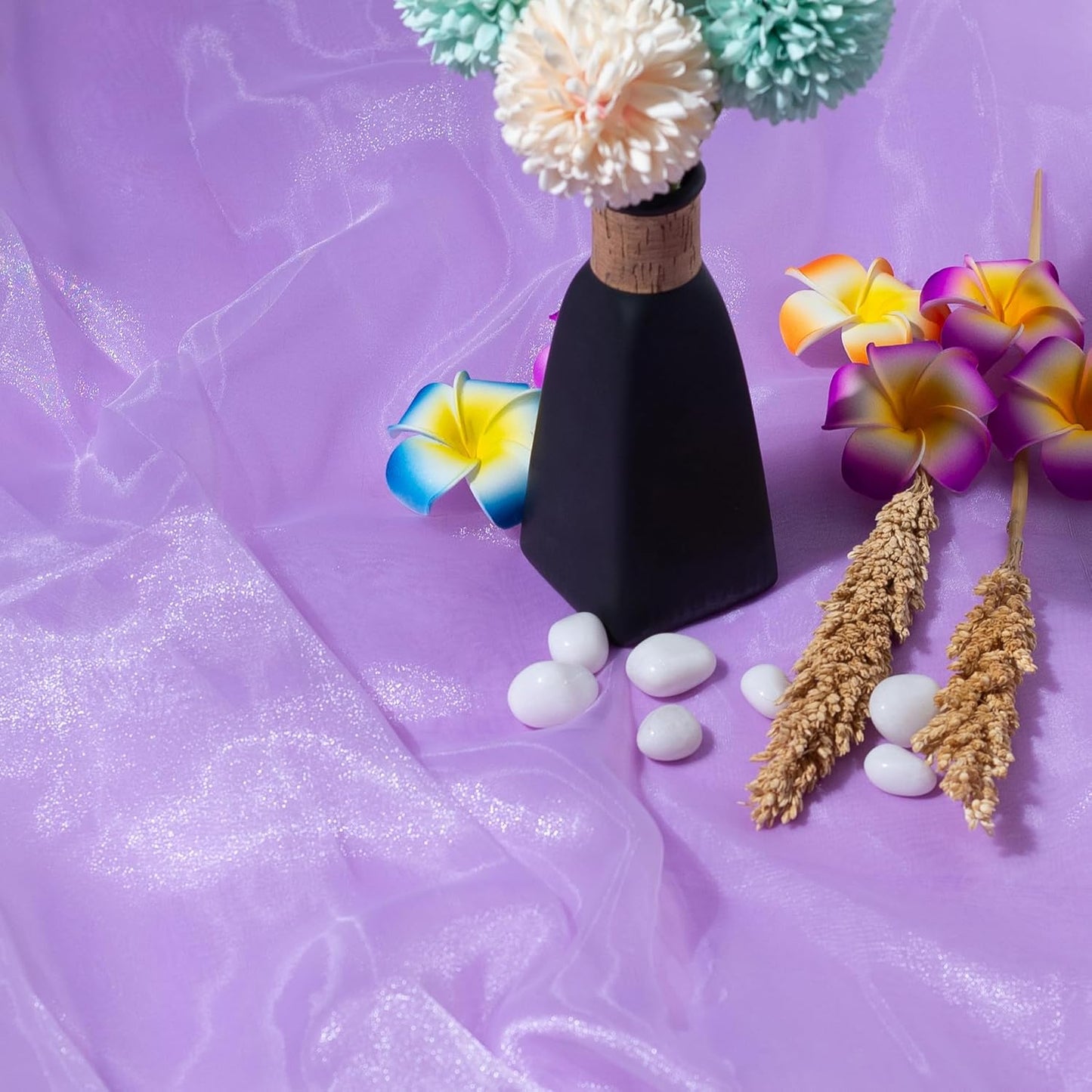 FYNITE Sheer Organza Fabric | 10 Yards Long | 44'' Wide | Bridal Solid Sheer Organza Bolt for Wedding Dress Fashion Craft Decorations Silky Shiny Sheer Organza (Lavender, 10 Yard)