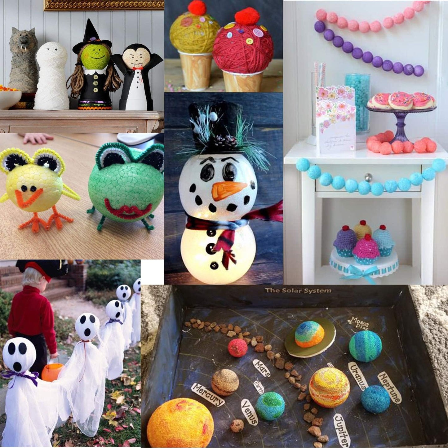 Crafare 15pc 3 Inch Craft Foam Balls Polystyrene Arts Decoration Balls for Holiday Christmas Household School Modeling Science Projects