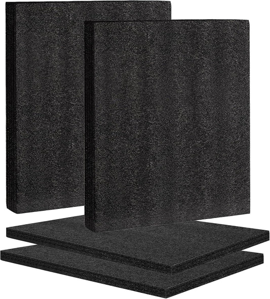 4 Pcs Black Polyurethene Foam Sheets,2 Sizes Cuttable Packing Foam Block Foam Padding for Packing and Crafts,Toolbox Storage(12 x 16 x 1 in,12 x 16 x 0.5 in)
