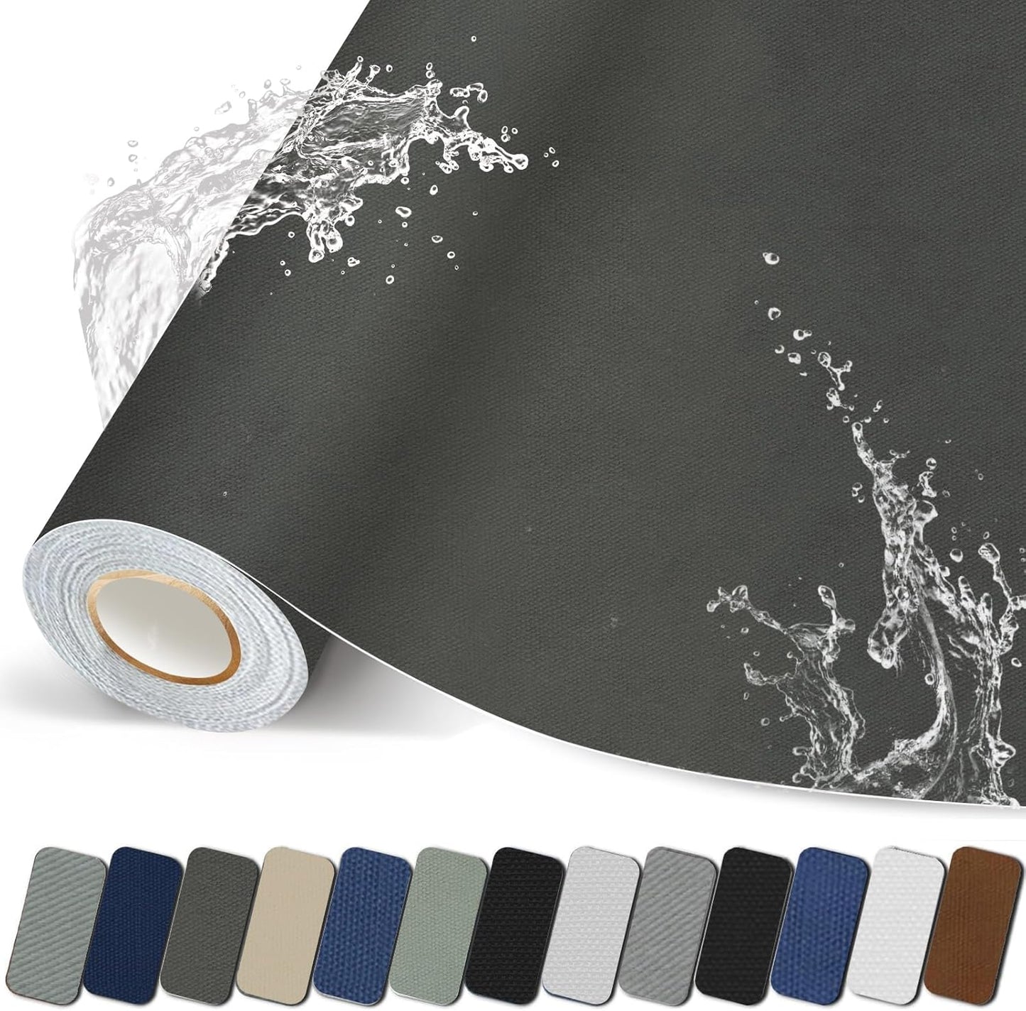 Canvas Repair Patch, 17X158 Inch Strong Sticky Fabric Repair Tape, Self-Adhesive Fabric Patch for Sofas, Tote Bags, Clothing, Car Seats, Furniture (Dark Grey, 17X158 Inch)