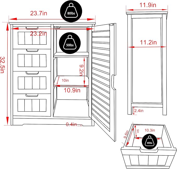 Yardenaler Bamboo Bathroom Storage Cabinet - Image 3